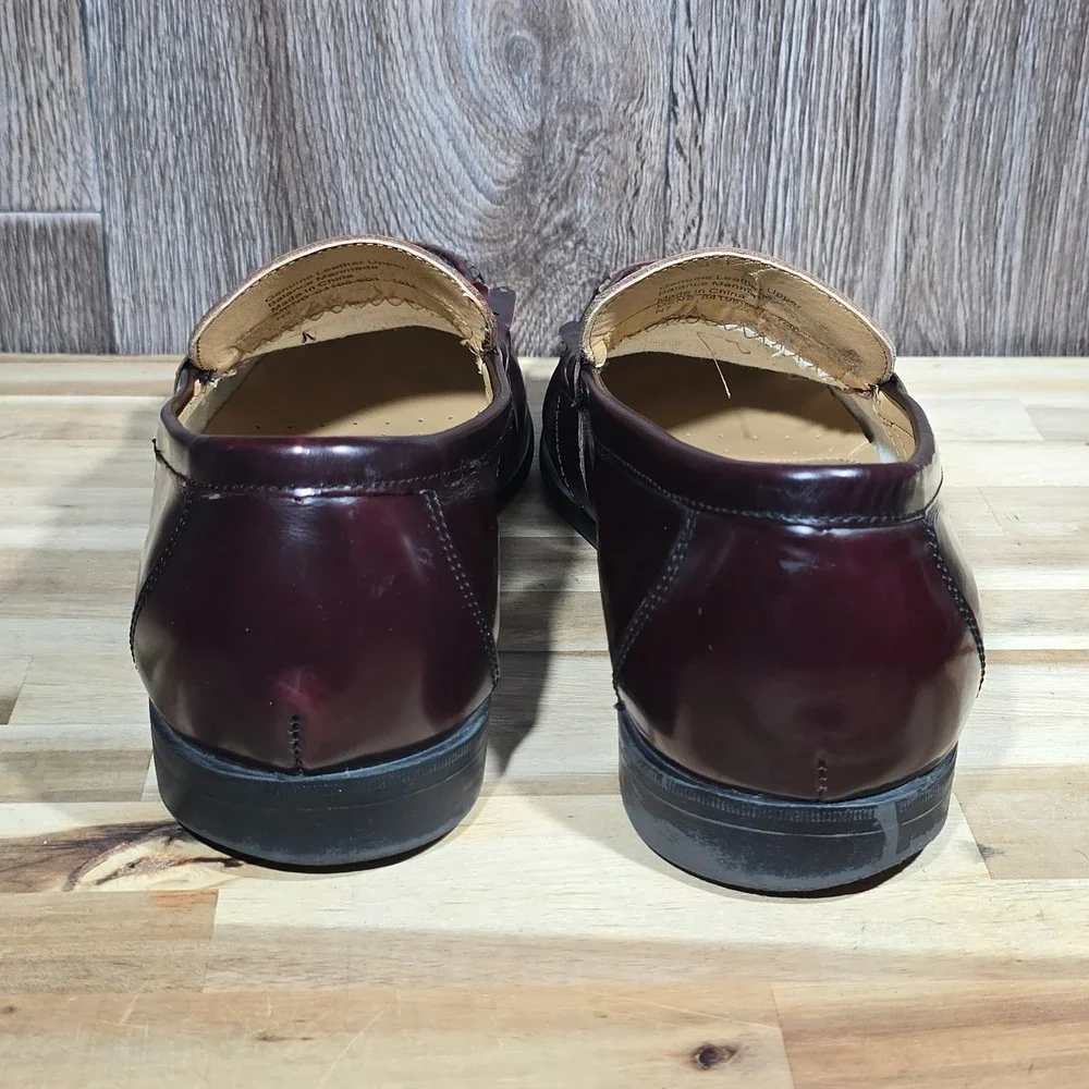 Nunn Bush Men's KORE Tassel‎ Kiltie Loafers 12M Burgundy Leather Dress Shoes